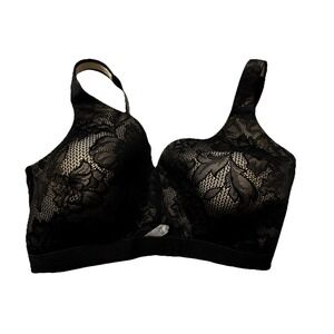 Cacique Black Bra With Beige Lining And Black‎ Lace Overlay 40F